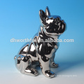 Decorative electroplated silver dog statue for home decoration